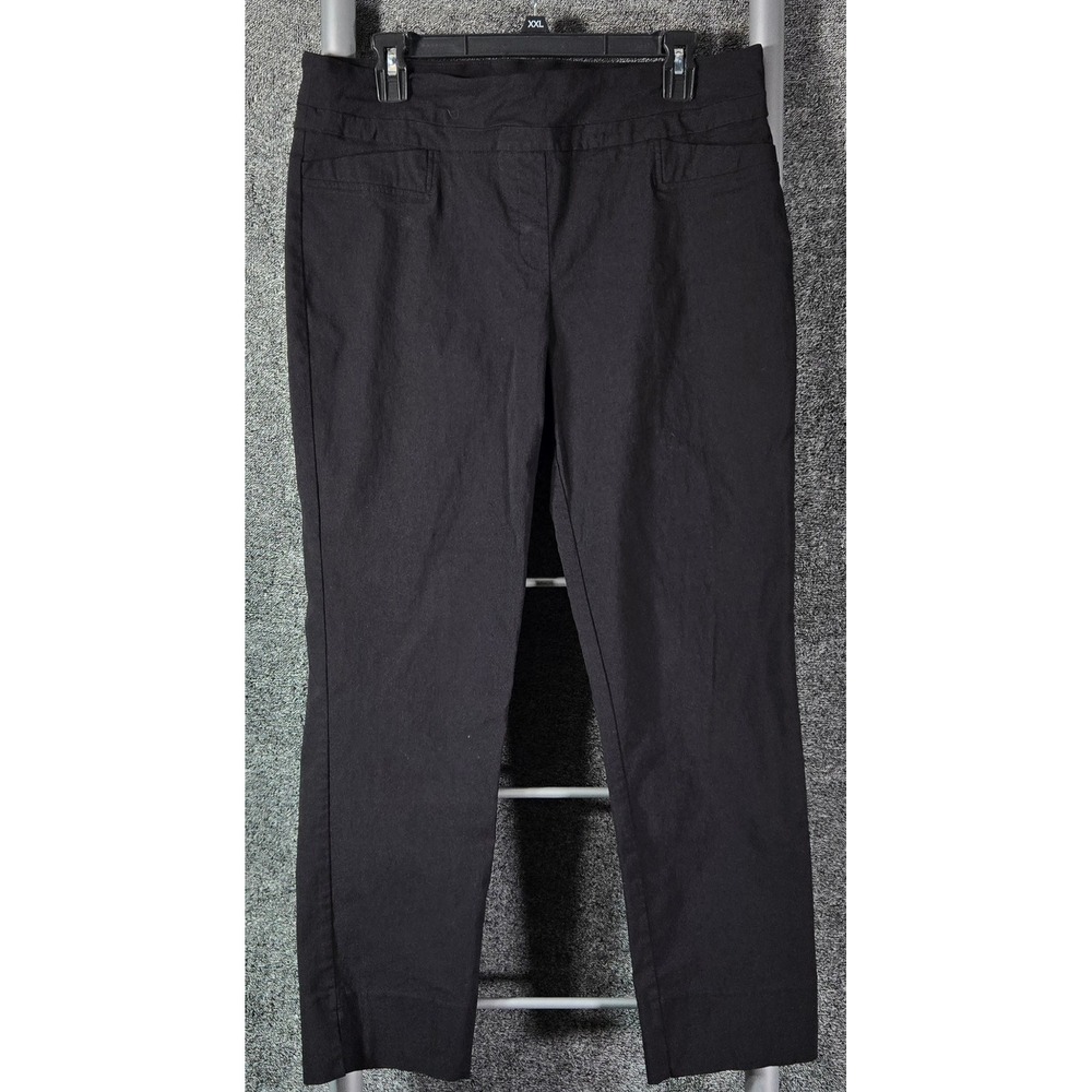 Renuar R1542-E730 Womens Black Stretch Pull On Ankle Pants Size 14 Office Career